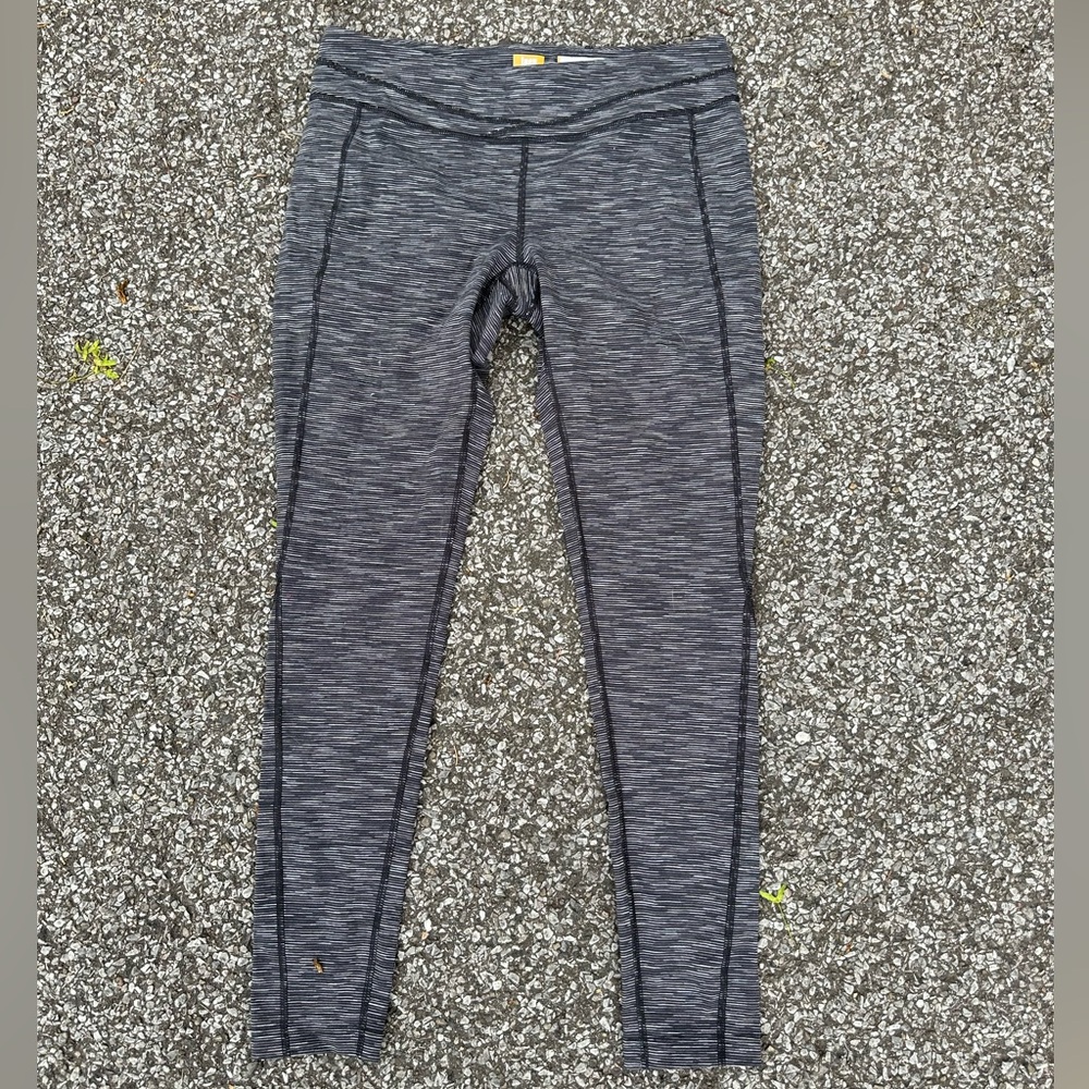 Lucy sz L Heather Black Space Dye Leggings Powermax Hatha Collection Cropped